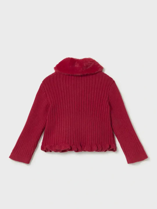 Kinder-Strickjacke mit Kapuze Rot