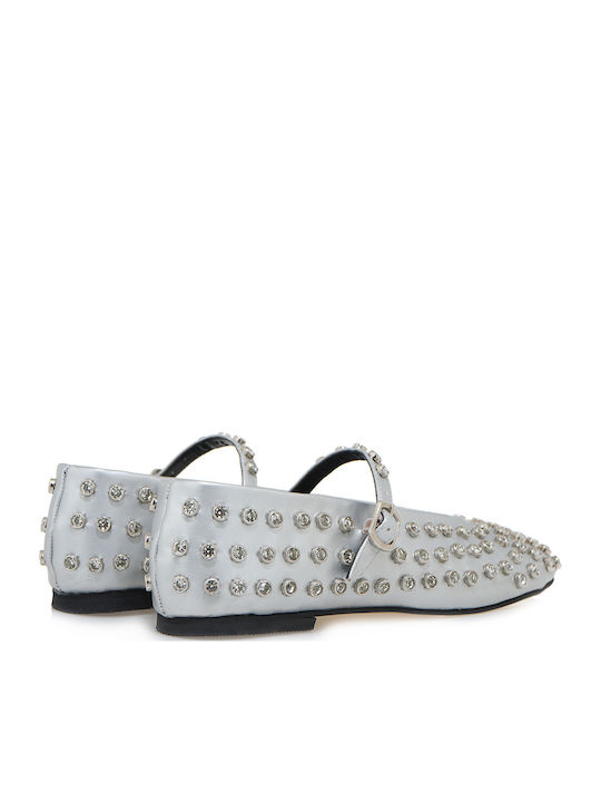 Damen Ballerinas in Silber Farbe
