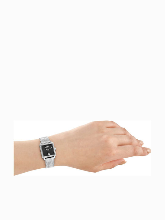 DKNY Women's Battery Watch with White Metal Bracelet
