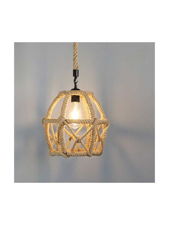 Boho Grid Pendant Light with E27 Socket 28x29cm