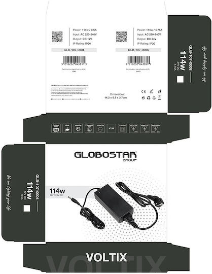 GloboStar Adjustable Dimmable LED Power Supply IP20 Power 120W with Output Voltage 24V