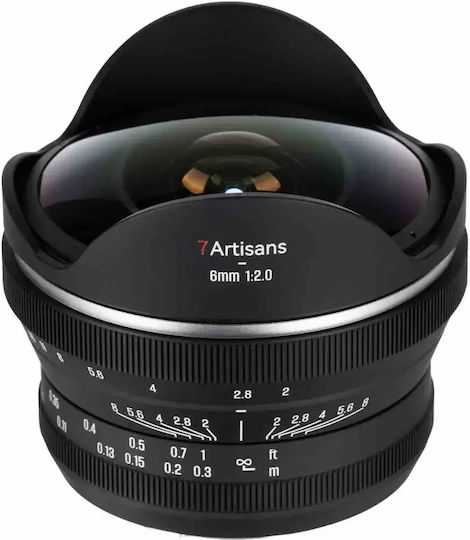 7artisans Crop Kameraobjektiv MF Fisheye 6mm f/2.0 M43 Fisheye für Olympus 4/3 Berg Schwarz