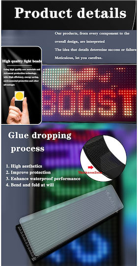 GloboStar Scrollende LED-Schilder Einseitig Wasserdicht 96x16cm RGB