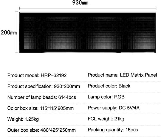GloboStar Плъзгаща се LED Табела Едностранно Водоустойчива 192x32cm RGB