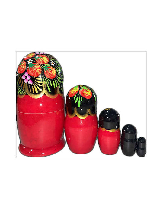 Set of 5 Red Berries Black Scarf Babushkas 15 cm Azhna Ms0503pisk-07