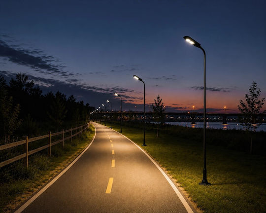 Globostar Urbano-280 Glb-000-0008 Metal Galvanized Lighting Pole Solar Street Light Outdoor Ral 9005 Matte Black M84 X W25 X H280cm Glb-000-0008
