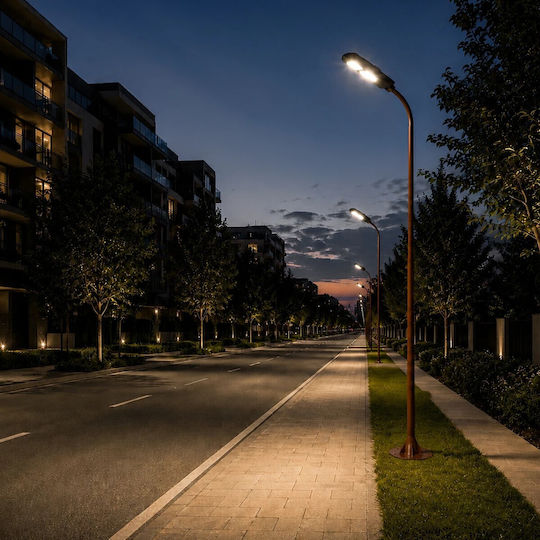 Globostar Urbano-280 Glb-000-0011 Metal Galvanized Lighting Pole Solar Street Light Outdoor Ral 8004 Corten Brown Matte W84 X D25 X H280cm Glb-000-0011