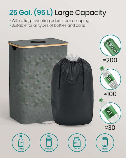 Songmics Plastic Recycling Bin 95lt Grey
