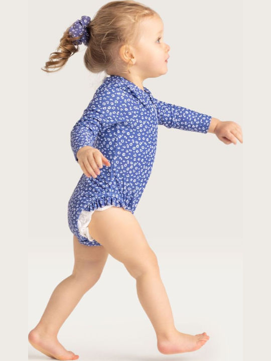 Swim Essentials Детски Бански Цял С Дълъг Ръкав Син Леопард
