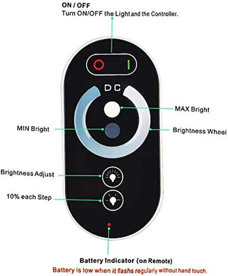 Vencore 6613-10007 Single Color Dimmer 12-24V 216-432W RF Remote Wireless Single Color Dimmer RF Controller 12 Volt 216 Watt & 24 Volt 432 Watt Maximum Load 6613-10007