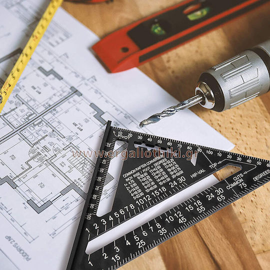 Pasco Carpenters Angle Ruler Aluminum with Rabbet Length 18cm