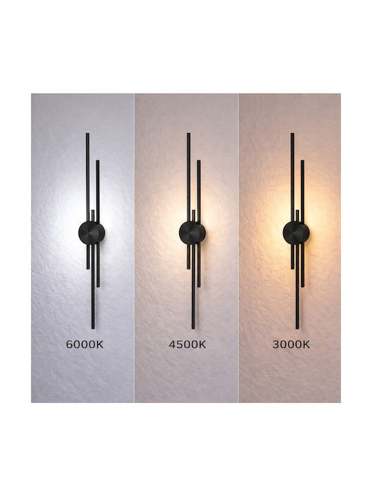 VenCore Modern Wall Lamp with Integrated LED and Adjustable White Light Black