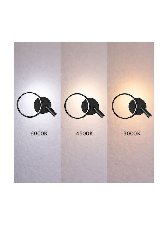 VenCore Modern Wall Lamp with Integrated LED and Adjustable White Light Black