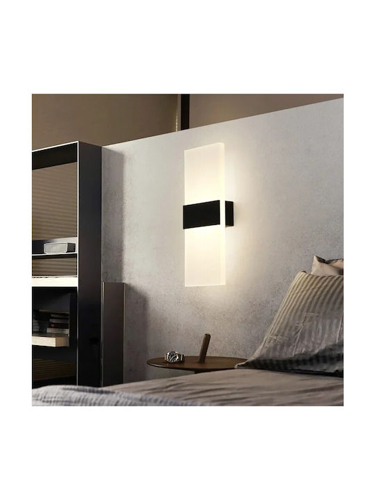 VenCore Модерна Стенна Лампа с Вграден LED и Регулируема Бяла Светлина Черна 5x30см