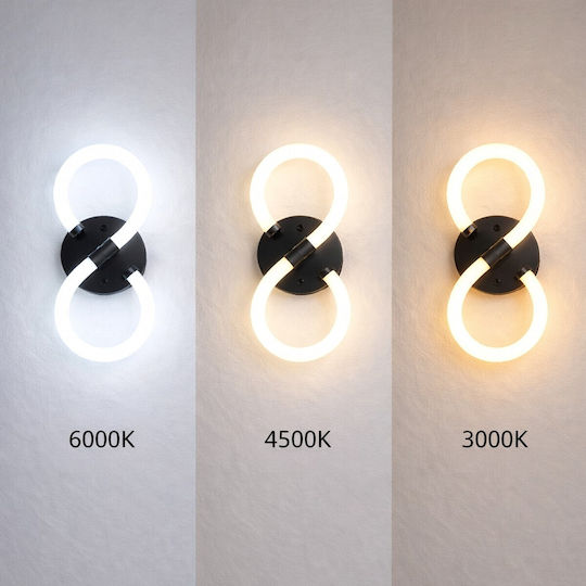 VenCore Modern Wall Lamp with Integrated LED and Adjustable White Light Black