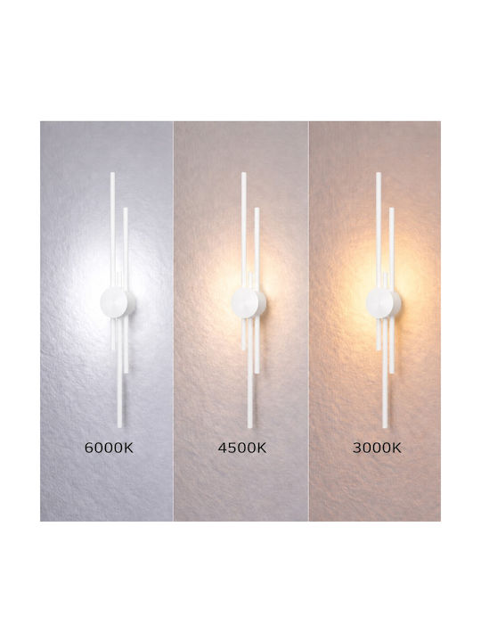 Vencore Stravon White 6093-20111 Μοντέρνο Επιτοίχιο Φωτιστικό Απλίκα Led 60cm 12w Λευκό Αλουμίνιο Ρυθμιζόμενο Cct Λευκό Ημέρας Θερμό Χειρισμός Cct Μέσω Διακόπτη On-off 6093-20111