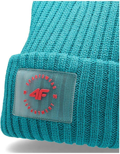Beanie Women's Knitted Beanie in Turquoise Color