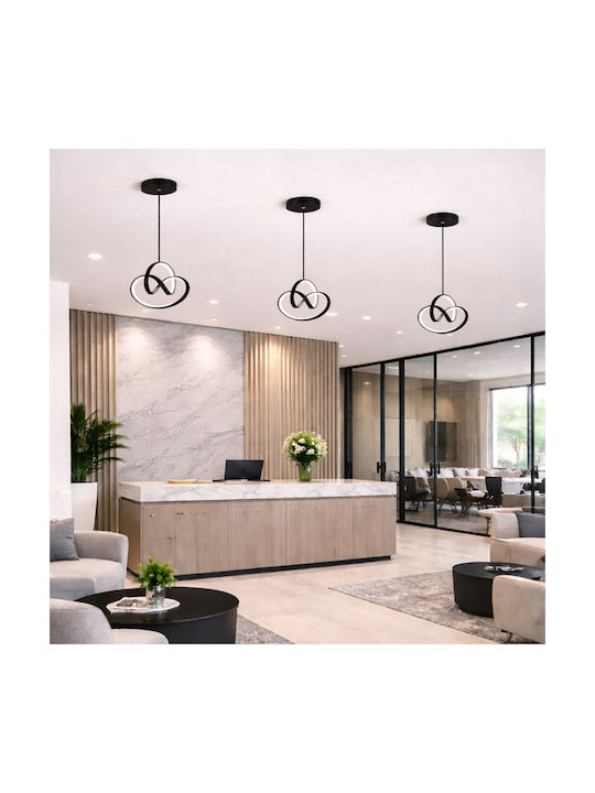 VenCore Black LED Pendant Ceiling Light with Adjustable Warm to Cool White Light 25x25x32cm