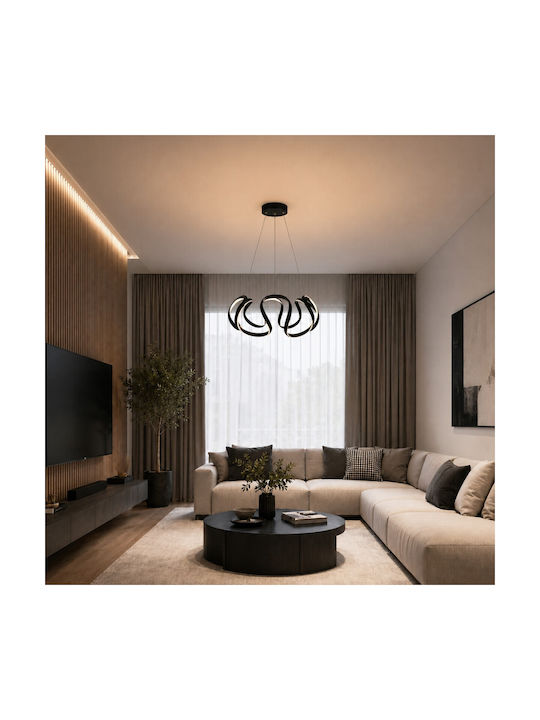 VenCore Black LED Pendant Ceiling Light with Adjustable Warm to Cool White Light 48x48x18cm