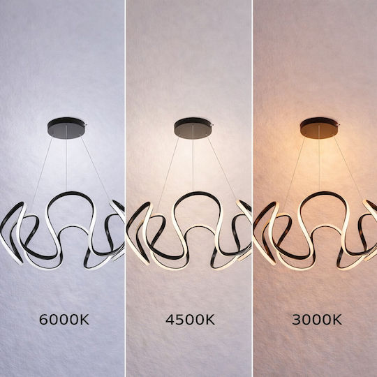 VenCore Black LED Pendant Ceiling Light with Adjustable Warm to Cool White Light 48x48x18cm
