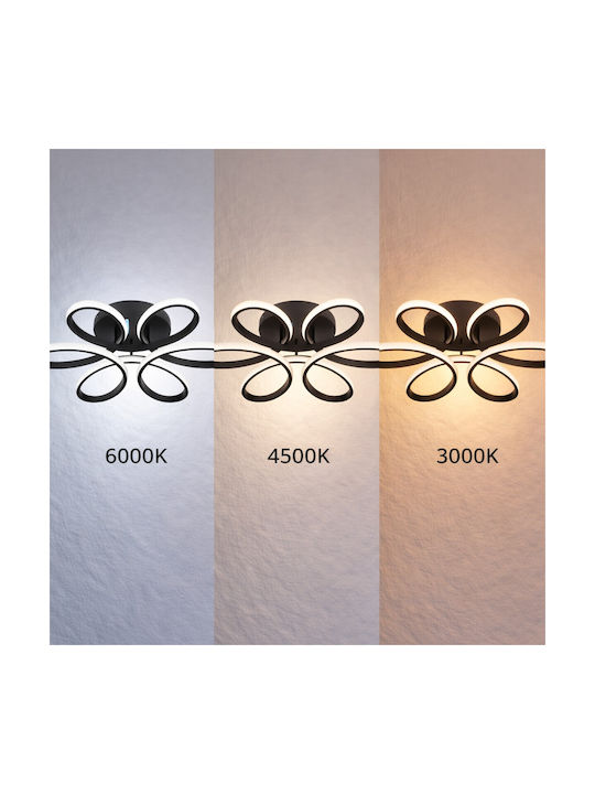 VenCore Plafonieră de Tavan 60cm Neagră cu LED Integrat și Telecomandă