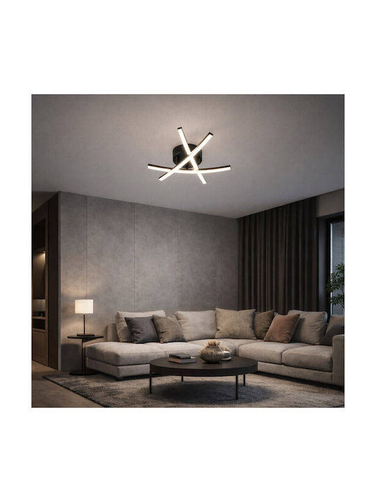 VenCore Plafonieră de Tavan 48cm Neagră cu LED Integrat și Telecomandă