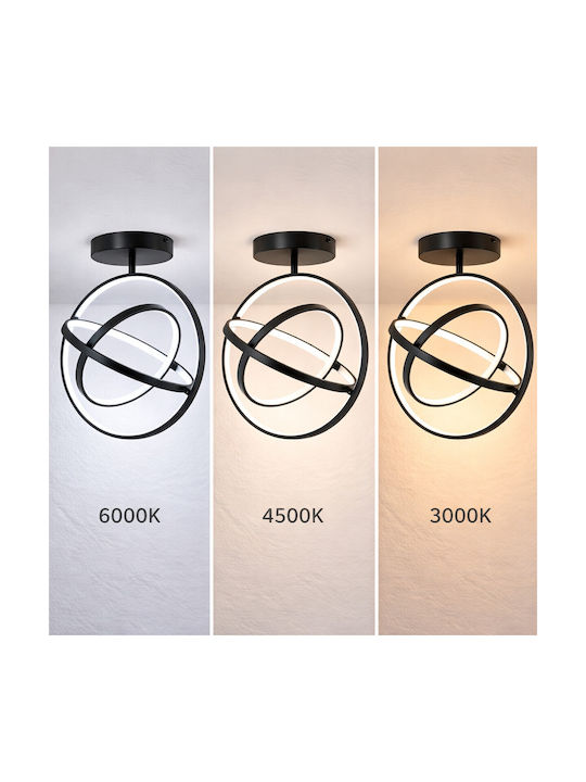 VenCore Ceiling Light 36cm Black with Integrated LED and Remote Control