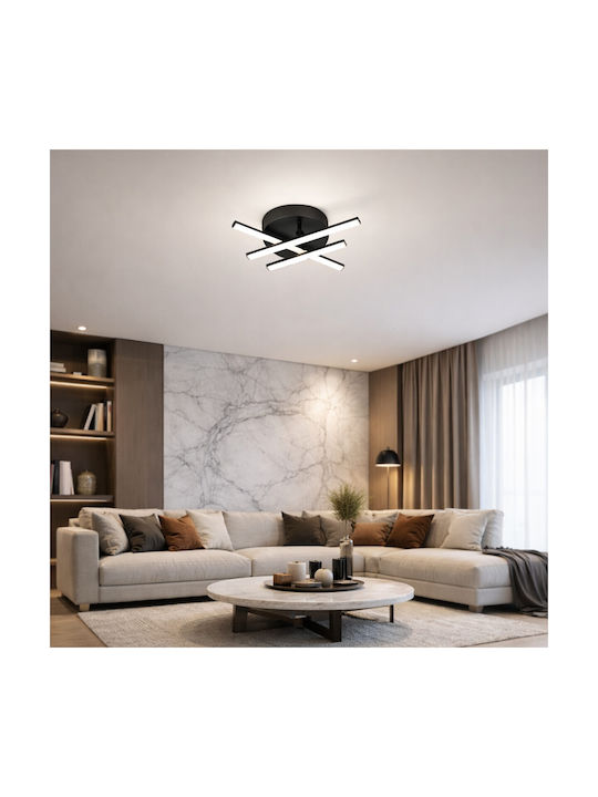 VenCore Plafonieră de Tavan 50cm Neagră cu LED Integrat
