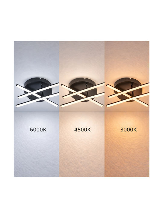 VenCore Plafonieră de Tavan 50cm Neagră cu LED Integrat