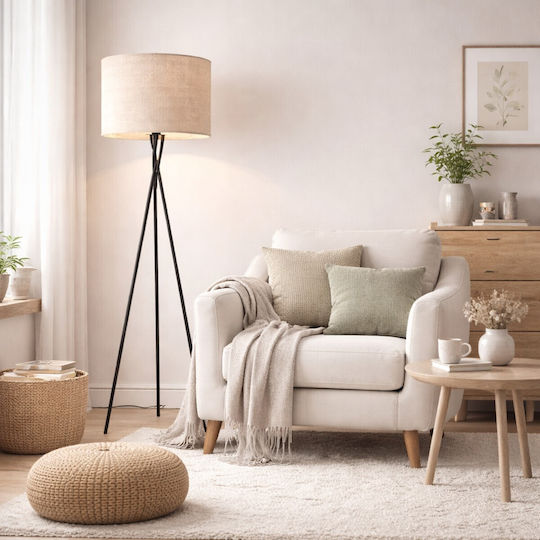 VenCore Floor Lamp H160xL40cm with Socket for E27 Bulb White