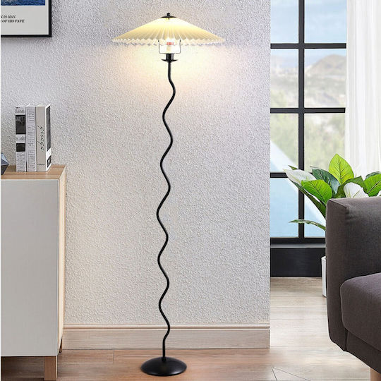 Vencore Curion Black 6091-20009 Modern Floor Lamp Single Light Black Aluminum Beige Shade Base-Socket 1xe27 Φ40 X H155cm 6091-20009