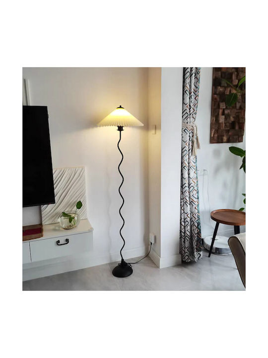 Vencore Curion Black 6091-20009 Modern Floor Lamp Single Light Black Aluminum Beige Shade Base-Socket 1xe27 Φ40 X H155cm 6091-20009