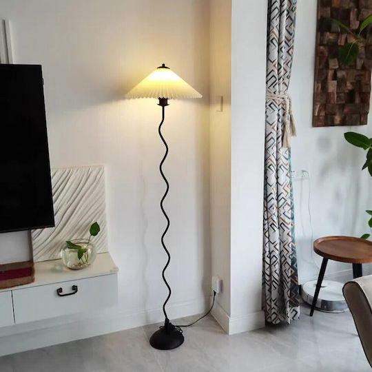 Vencore Curion Black 6091-20009 Modern Floor Lamp Single Light Black Aluminum Beige Shade Base-Socket 1xe27 Φ40 X H155cm 6091-20009