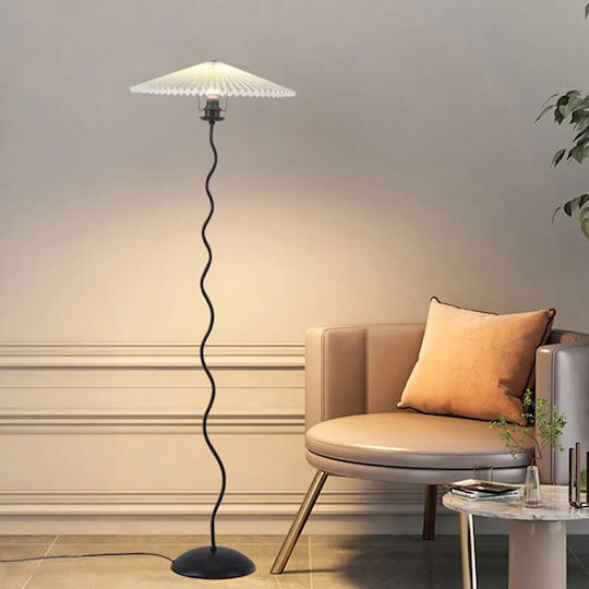Vencore Curion White 6091-20010 Modern Floor Lamp Single Light White Aluminum Beige Shade Base-Socket 1xE27 Φ40 x H155cm 6091-20010