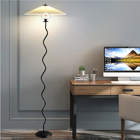 Vencore Curion White 6091-20010 Modern Floor Lamp Single Light White Aluminum Beige Shade Base-Socket 1xE27 Φ40 x H155cm 6091-20010