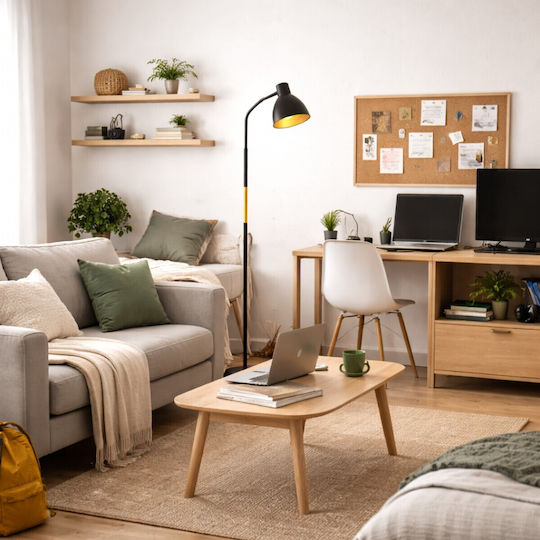 VenCore Floor Lamp H150xL23cm with Socket for E27 Bulb White