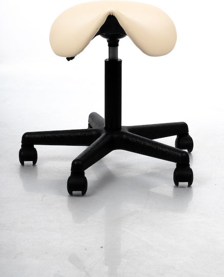 Pony Medizinischer Hocker Cream Ergonomischer Rollenstuhl Anatomische Position Bett Massage Physiotherapie Reflexologie Zahnärzte Stoßdämpfer Kunststoffbasis