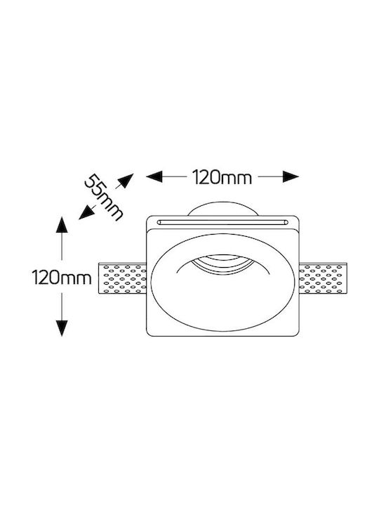 Geyer Square Plaster Recessed Spot with Socket GU10 White 12x12cm. 1pcs
