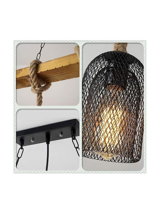 Deckenleuchte Boho Raster für 13 Lampenbirnensockel E27 150x60cm