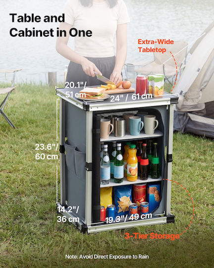 Vevor Ντουλάπα Αλουμινίου για Camping Πτυσσόμενη 61x51x80cm