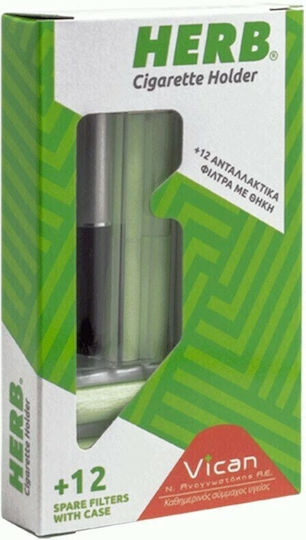 Vican Πίπα με Σίτα Herb Cigarette Holder Gold + 12 Φίλτρα + Θήκη