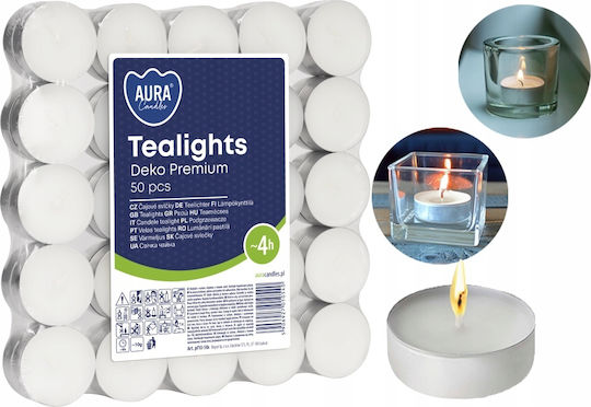 Aura Glass Ρεσώ σε Λευκό Xρώμα (έως 4 Ώρες Καύσης) 50τμχ