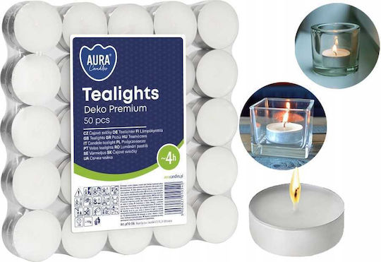 Aura Glass Ρεσώ σε Λευκό Xρώμα (έως 4 Ώρες Καύσης) 50τμχ