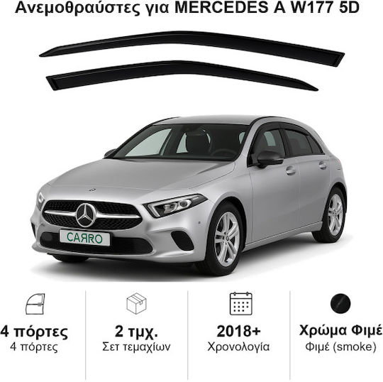 Heko Σετ Ανεμοθραύστες Αυτοκινήτου Μπροστινοί Σκούρο Φιμέ για Mercedes-Benz A Class 2τμχ