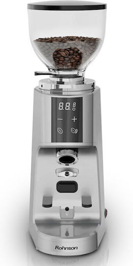 Rohnson Electric Coffee Grinder 260W with 350gr Capacity and 100 Grind Levels Silver