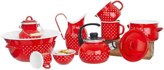 Orion General Use Vase with Lid made of Stainless Steel Red 2000ml 1 Piece