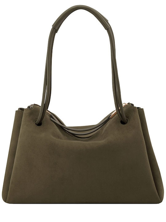 Stoff Damen Schultertasche Khaki