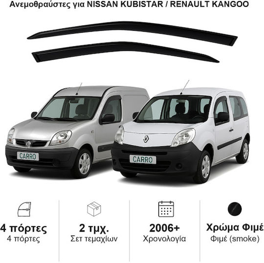 Heko Set of Windbreakers Front Car Dark Fime for Renault Kangoo Nissan Kubistar 2pcs