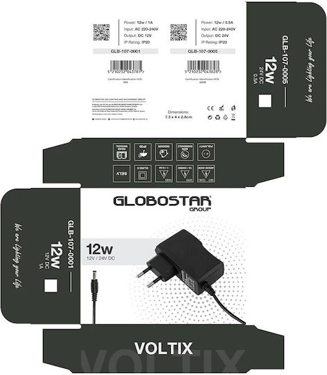 GloboStar Universal Adjustable Voltage Power Adapter 12 1A with Power 12W with Plug Set GLB-107-0001