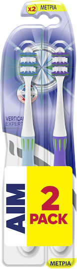 AIM Vertical Expert Toothbrush Medium (Random Selection) 2pcs